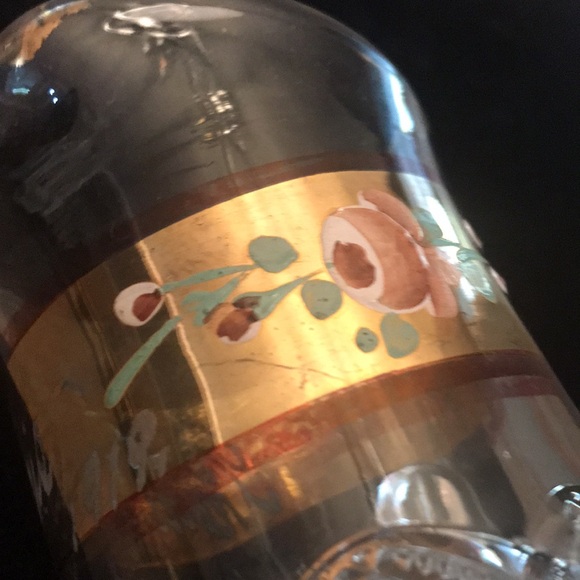 Antique ruby red flash glass 1914 souvenir fair glasses gold hand painted 1919 - Picture 13 of 16